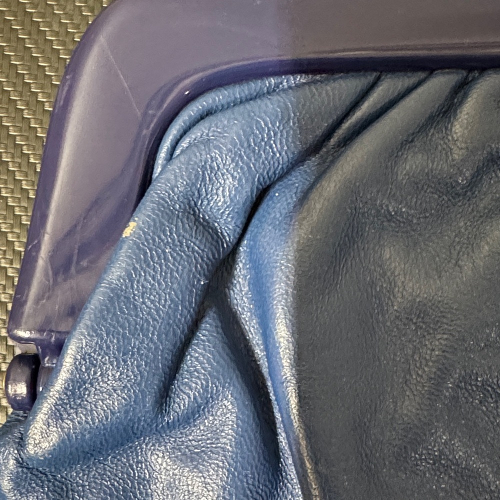 Vintage Leather Blue Clutch Bag - Picture 3 of 5